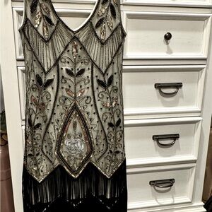 Elegant Black and Gold Embellished Dress